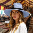 thumbnail image 2 of Womens Western Fedora Hat Wide Brim Cowboy Hat with Feather Accent Suede Style Dress Hat for Western Events Parties and Outfits, 2 of 5