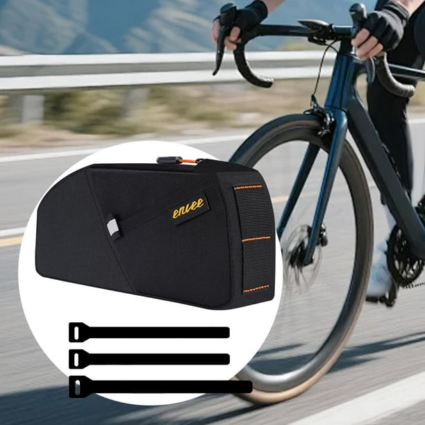 Bolsa de almacenamiento para cuadro de bicicleta, bolsa para cámara de bicicleta, bolsa con correa, paquete de ciclismo para plegar Negro