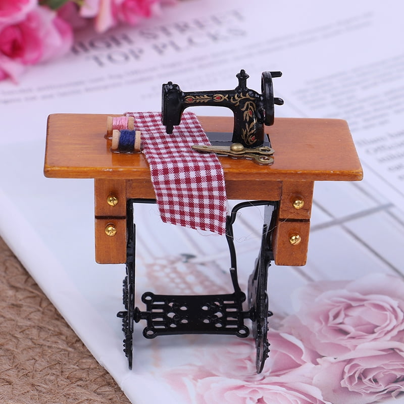 Dollhouse miniature furniture mini sewing machine table cloth decor 1:12 t_fr 