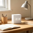 thumbnail image 6 of VAIFTILNO Minimal Wooden Block Digital Desk Clock, 2.4in Cube with Voice Control, Alarm, Time, Date, Temperature Display for Bedroom Office (White), 6 of 8