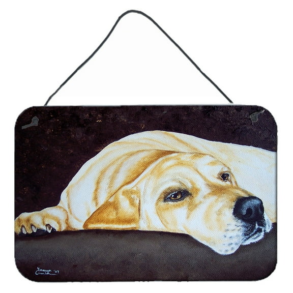 Carolines Treasures AMB1072DS812 Naptime Yellow Labrador Wall or Door Hanging Prints  8x12 multicolor