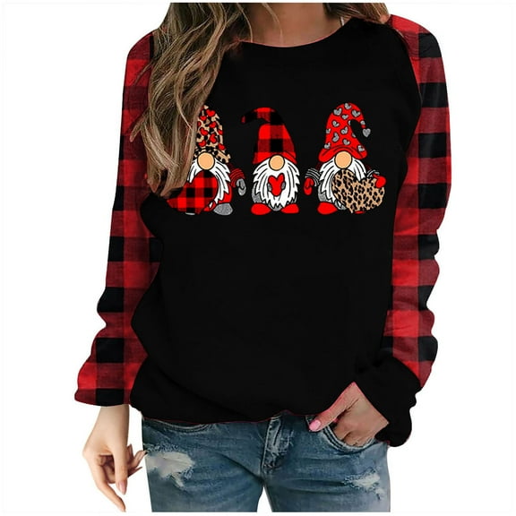 Womens Clearance under $10 2025 Clearance! asdoklhq Clearance Plus Size Christmas Clothing,Christmas Women's Casual Long Sleeve Printed Ladies Sweatshirts Tops