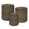 thumbnail image 3 of JONATHAN Y Zaria 18" Coastal Bohemian Handwoven Water Hyacinth Nesting Round Accent Table, Brown (Set of 3), TBL2503B-3SET, 3 of 7