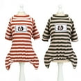 thumbnail image 1 of Flmtop Pet Cat Stripe Pattern Puppy Print T-shirt Four-legged Homewear Dog Clothes Coffee, 1 of 9