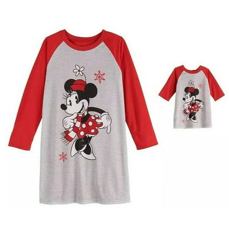 Disney Minnie Mouse Girl's Snowflake Nightgown, Doll Gown, Size 6