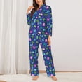 thumbnail image 2 of Xecao sea animals with palm tree Print Women Pajamas Set Soft Sleepwear Pjs long Sleeve Button Down Nightwear with Long Pants-XX-Large, 2 of 7