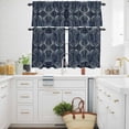 thumbnail image 3 of Ethnic Retro Kitchen Curtains Valances and Tiers Set of 3 Abstract Geometric Texture Blue Tier Curtains and Valance with Rod Pocket for Small Windows, 27.5"x36", 3 of 9