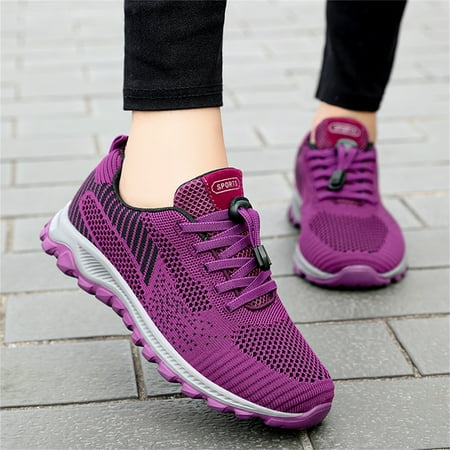 

Fashion Summer And Autumn Women Sneakers Flat Non Slip Mesh Breathable Casual Lace Up