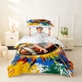 thumbnail image 2 of Castle Fairy Football Print Twin Duvet Cover, Hippie Splash Twin Bedding, White Blue Orange,2pcs,1 Duvet Cover and 1 Pillowcase, 2 of 6
