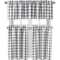 thumbnail image 2 of 3 Piece Semi Sheer Kitchen Curtains - Light Filtering Buffalo Plaid Tier and Valance Window Curtains Set, Grey and White, 52 W x 18 L (1 Panel) + 26 W x 24 L (2 Panels), 2 of 6