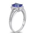 thumbnail image 3 of 1.50 Carat Blue Sapphire and Diamond Halo Engagement Ring for Women in White Gold, 3 of 4