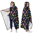 thumbnail image 2 of Wearable Blanket,Colorful Cartoon Dinosaurs RainbowColors Pattern Hooded Wearable Flannel Blanket for Adults & Teens,Winter Poncho Shawl Wrap Cape Cozy Anti-Pill,60"x80", 2 of 5