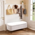 thumbnail image 6 of LEHZROAJ Upholstered Storage Bench-Rectangular Padded Ottoman, Shoe Storage with Gold Legs, End of Bed for Bedroom, Entryway, and Living Room(White), 6 of 9
