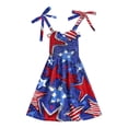 thumbnail image 4 of Faraee 4th of July Toddler Girl Outfit Smocked USA Sleeveless Dress Kids Summer Patriotic Clothes American Flag Sundress (1-2T,Blue), 4 of 5