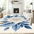 thumbnail image 5 of 1PC Blue and White Floral Area Rug Local Rug, Lightweight Washable Easy-to-Care Carpet Floor Mat Festival Gift, Suitable for Bedroom, Living Room, Office, Dining Room, Balcony, Room Accessones, 5 of 8