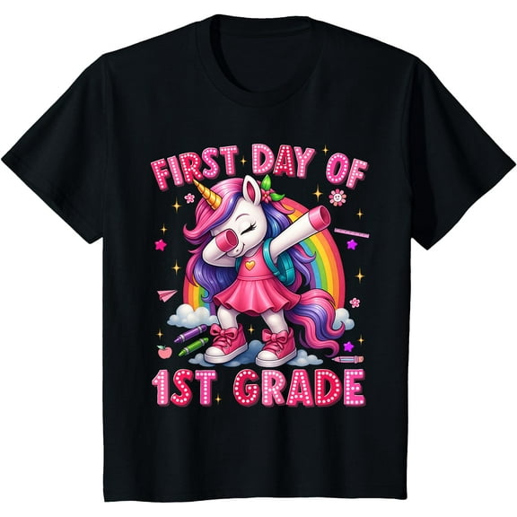 Hot Trending Tee With First Day Of 1St Grade Unicorn Back To School Girls Outfits T-Shirt