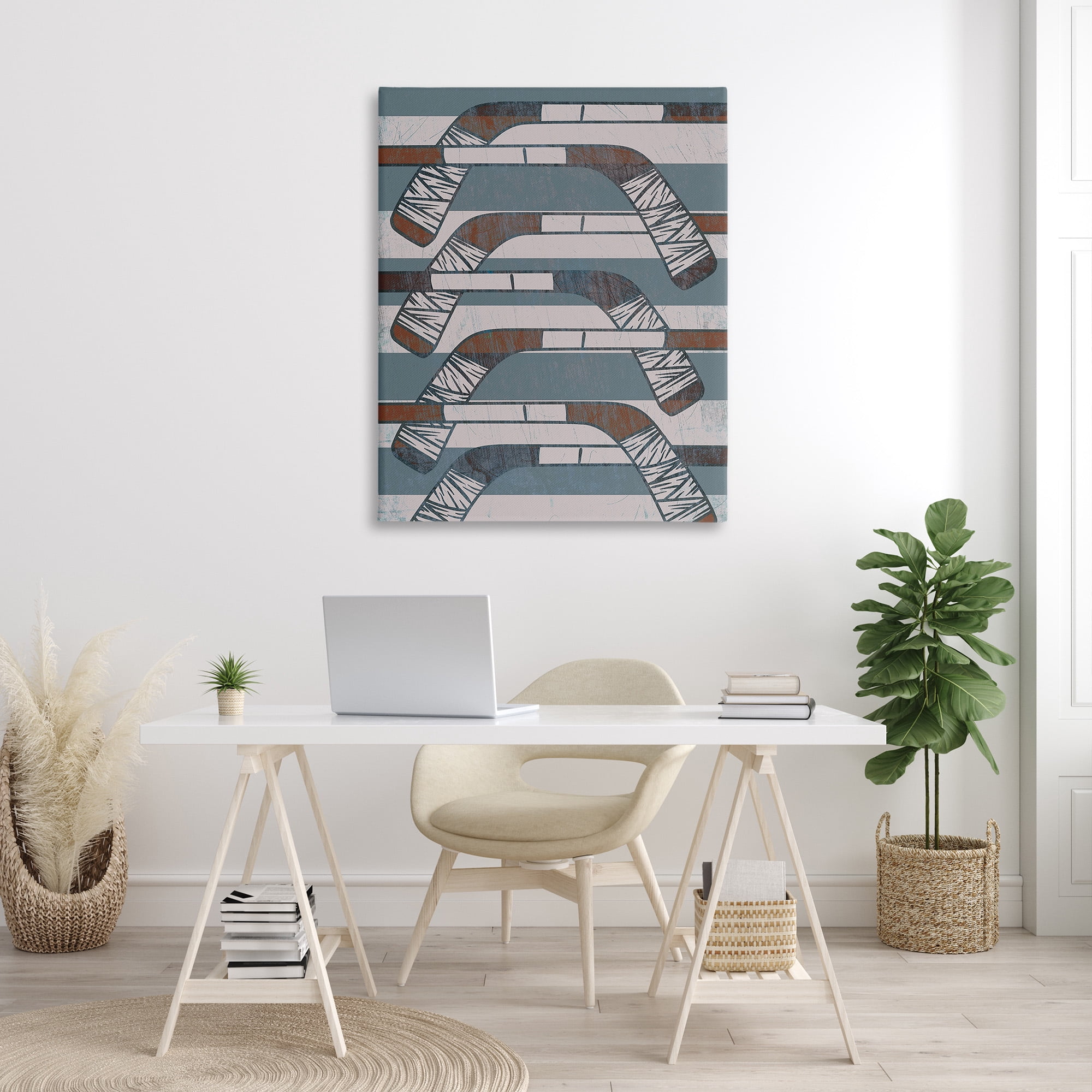 Stupell Industries Crossed Hockey Sticks Sports Painting Gallery Wrapped Canvas Art Print Wall Art, 36 x 48