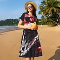 thumbnail image 4 of Balery Fierce Red Viper Graphic Art Vestidos sueltos de manga corta para mujer, vestidos de verano 2025, vestidos casuales de corte A con vuelo., 4 of 6
