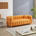 thumbnail image 6 of Modern Minimalist Orange Teddy Fleece 80-Inch Sofa for Living Room with 2 Throw Pillows & Sturdy Hardware Foot Support, 6 of 7