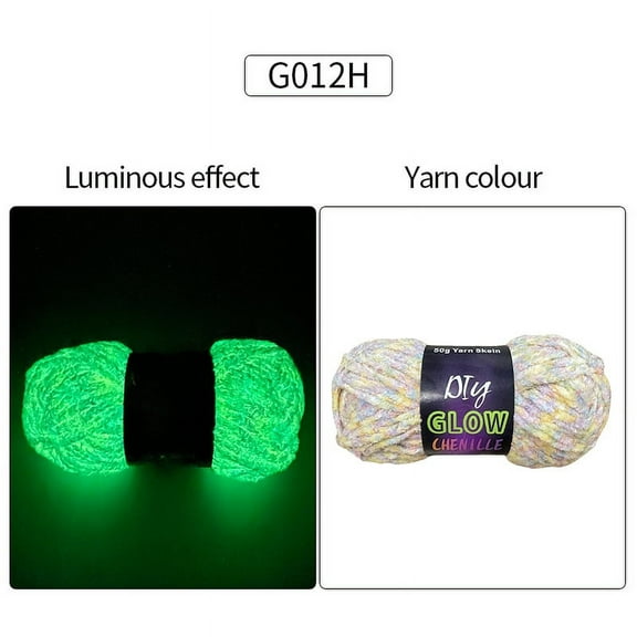 XmhyTop 1 Rolls，50G，Glow in The Dark Chenille Yarn Luminous Crochet Yarn Glow Sewing Craft Yarn for DIY Arts Crafts Kntting Sewing Crocheting Supplies, 76.5 Yard Per Roll，Multiple colors