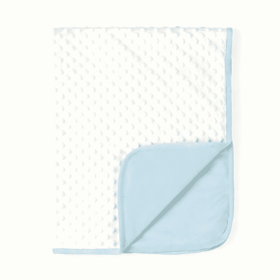 CREVENT Soft Plush Girls Blue and White Minky Baby Blanket