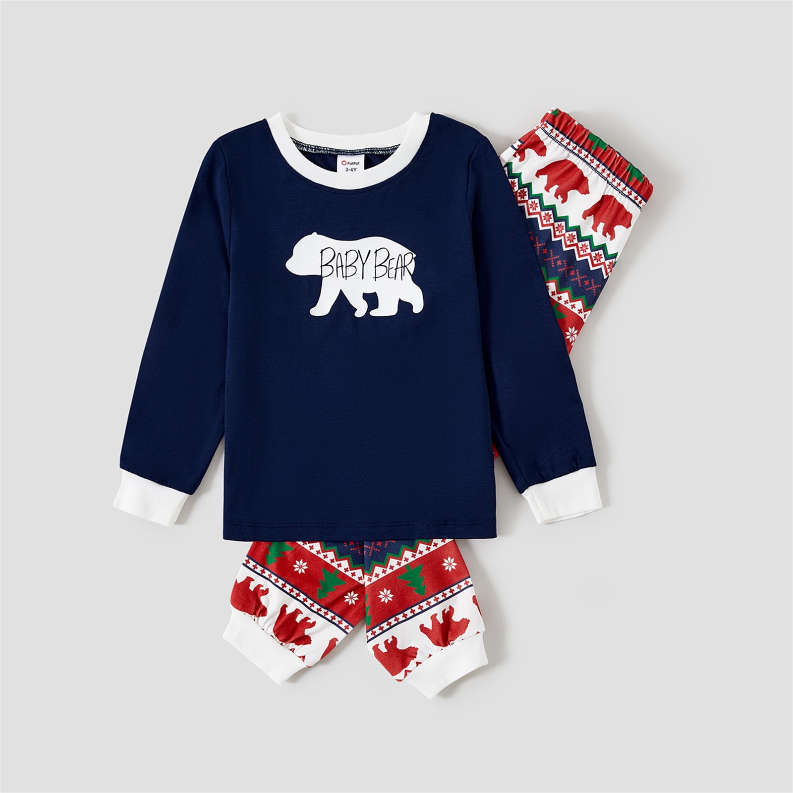 PatPat Christmas Pajamas Dark Blue Bear Print Family Matching Outfits Sets for Women Kids Baby Walmart