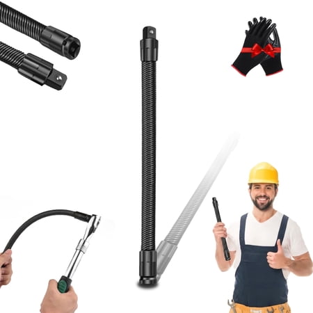 1/2 Flexible Shaft Extension Extender Torque Socket Ratchet Spanners Electric Wrench Connecting Rod Bendable Flex Reach Extensions Bar Portable Hand Drive Tool for Automotive Repair
