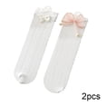 thumbnail image 2 of Esaierr 3-12T Kids Baby Girls Knee High Socks with Non-slip Grip Bow Long Stockings Toddler Lace Socks 2 Pairs, 2 of 9