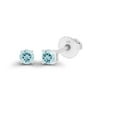 thumbnail image 2 of Decadence Solid 14K White Gold 3mm Round Natural Aquamarine March Birthstone Screwback Stud Earrings, 2 of 5