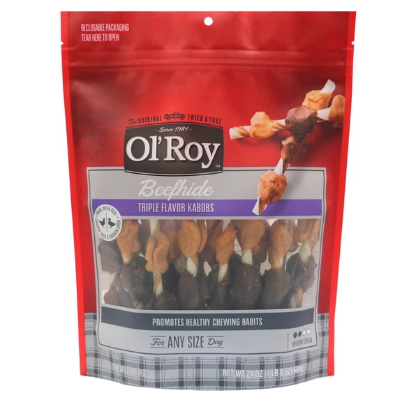 Ol' Roy Beef hide Triple Flavor Kabobs Dry Dog Chews, 24 oz