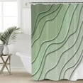 thumbnail image 4 of Shower Curtains Sets for Bathroom Decor Gradient Sage Green Ocean Wave LineWaterproof Bathroom Curtain with Hooks,Simple Stripedfor Bathroom Decor,60x72IN, 4 of 7