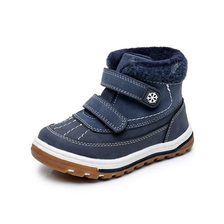 

Oucaili Children Plush Lining Hook And Loop Duck Boot Walking Comfort Snow Boots Breathable Slip Resistant Rain Navy Blue 9C