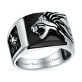 thumbnail image 5 of Bling Jewelry Mens Mens Silver Ring with Black Onyx and Tiger Eye Lion Head Handmade in Turkey, 5 of 6
