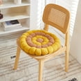 thumbnail image 2 of chaungfeng Round Flower Weaving Floor Cushions, Thickened Lamb Fleece Soft Cushion Flower Shaped Throw Floor Pillows, Window Cushion Dining Chair Cushion Office Cushion, Brown, 16", 2 of 6