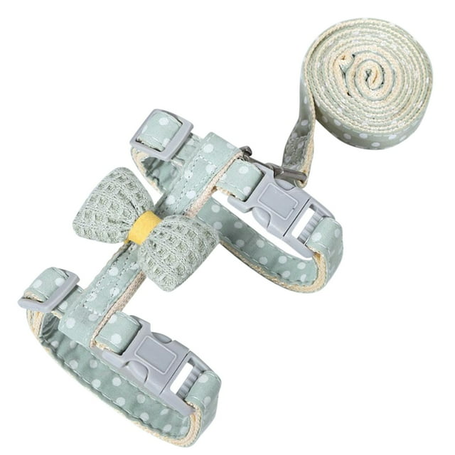 Harnais et Laisse pour Chat - Coton Lin, Ajustable, Anti-Évasion, Maille Rembourrée, pour Marche en Extérieur, Design Mignon