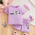 thumbnail image 2 of KPOPLK 2 Piece Toddler Baby Girl Summer Clothing Set 12 18 24 Months 2T 3T 4T 5T Animal Print Outfits Clothes Short Sleeve Crew Neck T Shirt Elastic Waist Shorts(6-9 Months,Purple), 2 of 8