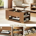 thumbnail image 6 of COMHOMA Lift Top Coffee Table for Living Room, 39" Center Table with Hidden Storage Compartment, Adjustable Wooden Tea Table for Small Spaces, Dark Walnut, 6 of 9