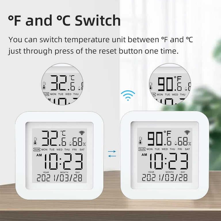 WiFi Temperature Humidity Monitor Bluetooth,3 Pack Room Thermometer  Hygrometer with App Alert, Mini Digital Indoor Thermometer Humidity Sensor  Data