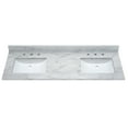 thumbnail image 2 of Sagehill Designs 61" Wide Carrara White Marble Vanity top with Pre-Mounted Double Ceramic Basin, 2 of 2