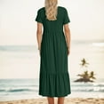 thumbnail image 3 of Women's Plus Size Short Sleeve Crewneck Swing Dress Flowy Tiered Maxi Beach Dress With Pockets Elegant Leisure Dresses, 3 of 6