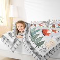 thumbnail image 3 of Castle Fairy Cute Camo Woodland Animal Queen Bedding 7pcs,Fox Bear Deer Puppy Pine Bedding Comforter Set Queen,Gray Cream White,Grey Reversible, 3 of 7