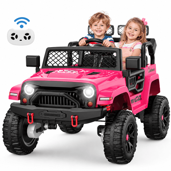 WOWEHICLE 24V Ride on Toys, 4Γ200W Motor, Kids Power Car Wheels with Remote, 2 Seater Ride on Car for Boys Girls, Electric Car for Kids with Music, LED Lights, 3-8 Years Old, Pink