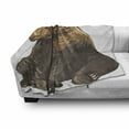 thumbnail image 3 of Bear Soft Flannel Fleece Throw Blanket, Big and Mammal Sitting Smiling Wildlife Beast Nature Inspired Cartoon Mascot, Cozy Plush for Indoor and Outdoor Use, 70" x 90", Taupe Brown, by Ambesonne, 3 of 6