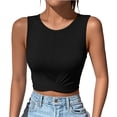 thumbnail image 3 of Ihhxva Women's Slim Fit Cropped Stretchable Crew Neck Twist Front Tank Top S-XL, 3 of 8