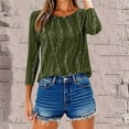 thumbnail image 6 of Yuanlook Womens Tops 3/4 Length Sleeve Crewneck Shirts Summer Fall Blouses - Green - XXL, 6 of 9