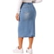 thumbnail image 3 of Falda de mezclilla casual de cintura alta para mujer INSPIRE CHIC, con abertura frontal, hasta la rodilla, en azul claro, talla S, 3 of 5