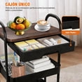 thumbnail image 3 of Carrito de Almacenamiento con Cajón, Carrito Organizador de Metal 3 Niveles para Cocina, Carrito de Servicio Mesa con Ruedas con Cerradura, Carrito con Cajón de Salón Barberia (Negro), 3 of 4
