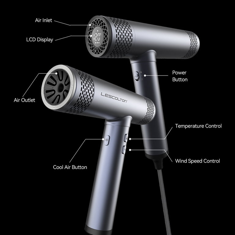 Metal High Power Blow Dryer,Supersonic Hair Dryer,Lescolton Ionic 