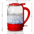thumbnail image 5 of OVENTE Electric Hot Water Glass Kettle 1.5 Liter Heat-Tempered Borosilicate Glass with ProntoFill Technology the Easy Fill Solution, Portable 1500 Watt Fast Heating for Coffee & Tea, Red KG516R, 5 of 11