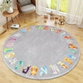 thumbnail image 1 of Round ABC Kids Rug,5.2 ft Animal Alphabet Playroom Rug,Washable Non-Slip Cute Nursery Rug for Kids Room,Educational Kids Play Rug Classroom Carpet for Playroom Kids Room Bedroom Decor, 1 of 7